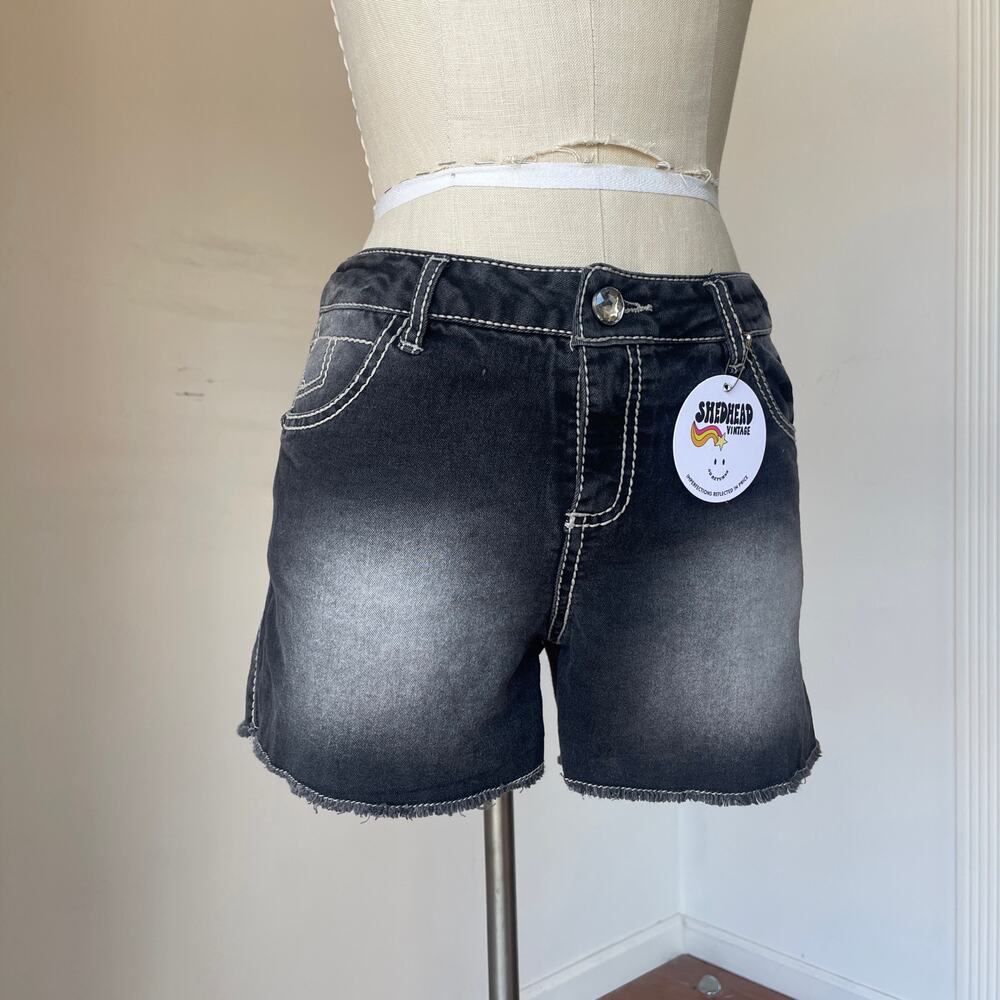 Y2K Grunge Mudd Faded Black Lowrise Distressed Mini Booty Shorts